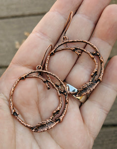 Copper Branch Hoop Earrings - Minxes' Trinkets