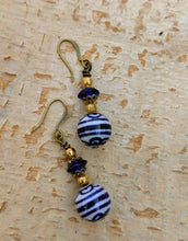 Load image into Gallery viewer, Vintage Blue and White Ceramic Earrings - Minxes&#39; Trinkets