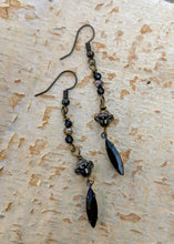 Load image into Gallery viewer, Vintage Black Rhinestone Dangle Earrings - Minxes&#39; Trinkets