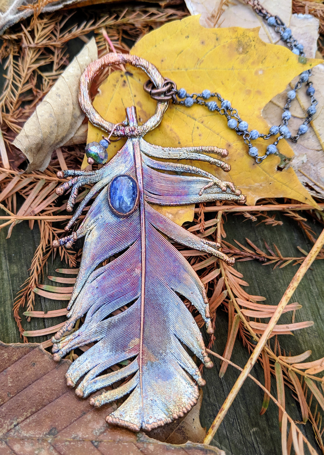 Real Copper Electroformed Feather - Kyanite - Minxes' Trinkets