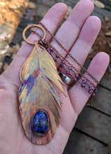 Load image into Gallery viewer, Real Copper Electroformed Feather - Lapis Lazuli - Minxes&#39; Trinkets