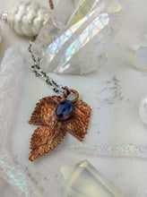 Load image into Gallery viewer, Electroformed Winter Hop Leaf Necklace with Blue Kyanite - Minxes&#39; Trinkets