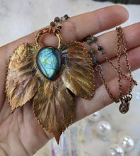 Load image into Gallery viewer, Electroformed Winter Hop Leaf with Labradorite - Minxes&#39; Trinkets