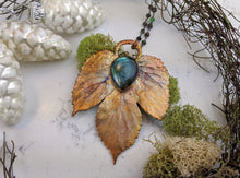 Load image into Gallery viewer, Electroformed Winter Hop Leaf with Labradorite - Minxes&#39; Trinkets