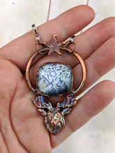 Load image into Gallery viewer, Electroformed Stag with Dendritic Opal Necklace - Minxes&#39; Trinkets