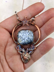 Electroformed Stag with Dendritic Opal Necklace - Minxes' Trinkets