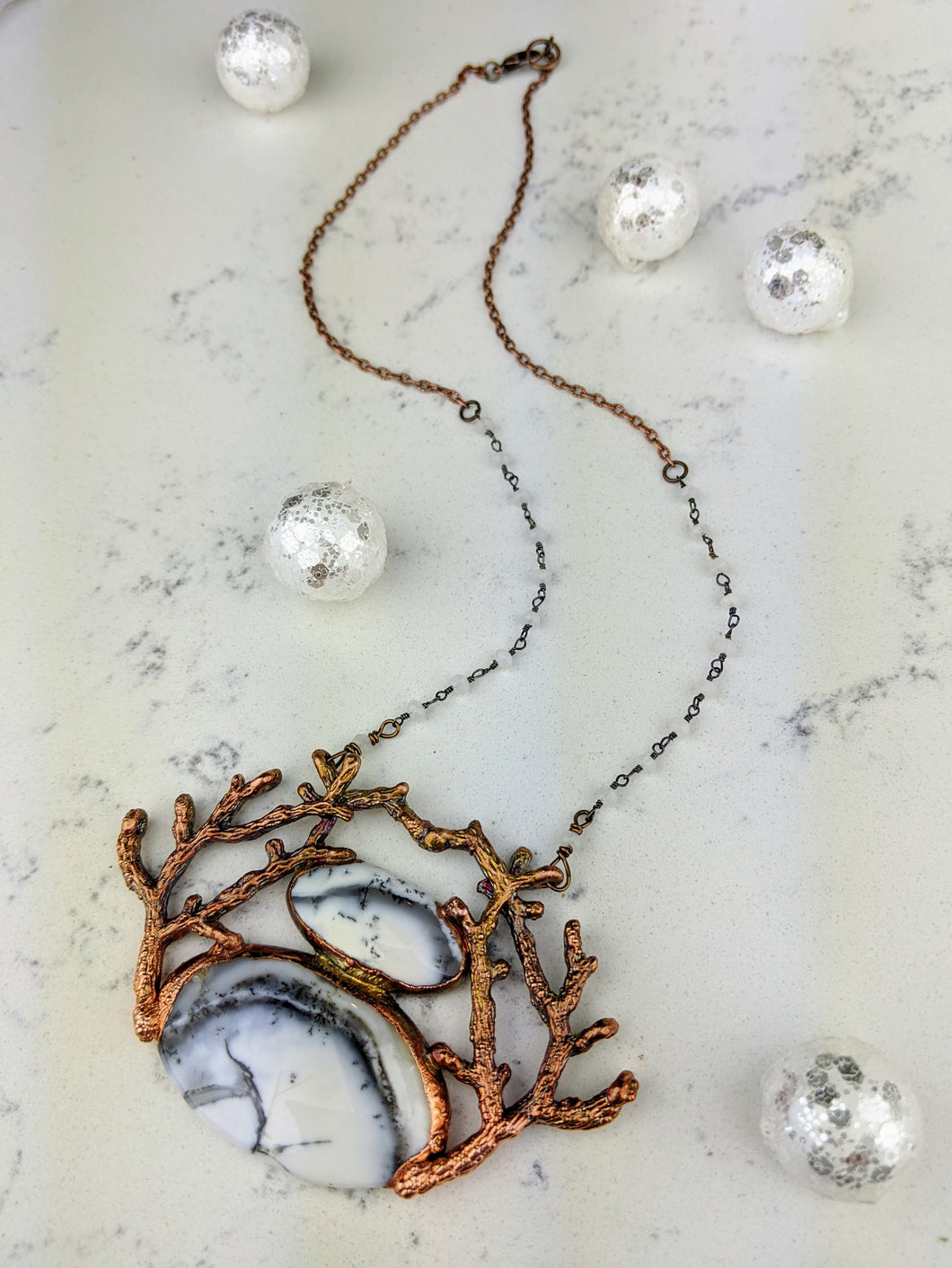 Electroformed Winter Branches with Dendritic Opal - 6 - Minxes' Trinkets