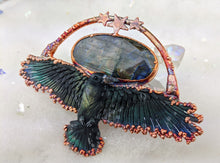 Load image into Gallery viewer, Electroformed Soaring Raven with Labradorite Necklace - Minxes&#39; Trinkets