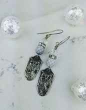 Load image into Gallery viewer, Pewter Winter Owl Earrings - Minxes&#39; Trinkets