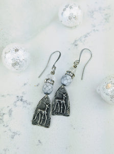 Pewter Winter Deer Earrings - Minxes' Trinkets