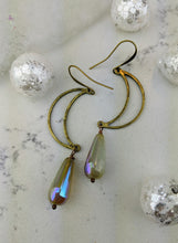 Load image into Gallery viewer, Open Moon Earrings with Iridescent Briolettes - Minxes&#39; Trinkets