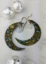 Load image into Gallery viewer, Verdigris Moon Earrings with Moonstones - Minxes&#39; Trinkets