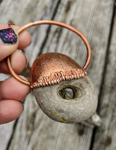 Copper Electroformed Hagstone Necklace I - Minxes' Trinkets