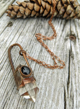 Load image into Gallery viewer, Quartz and Black Diopside - Copper Electroformed Necklace - Minxes&#39; Trinkets