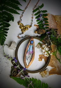 Relic Fairy Wing Rosary Necklace - Resin and Copper Electroformed 18