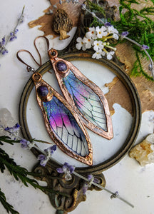 Relic Fairy Wing Earrings - Resin and Copper Electroformed 2
