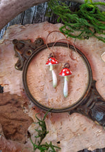 Load image into Gallery viewer, Red Amanita Mushroom Earrings with Swarovski Crystals