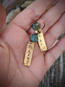 Hand Stamped Earrings - Plant & Grow