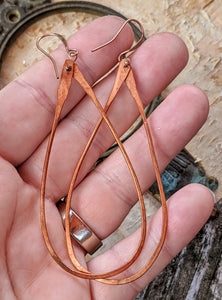 Hand Hammered Copper Teardrop Earrings