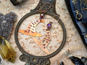 ‘Accio Gin’ Witch Hat Copper Earrings