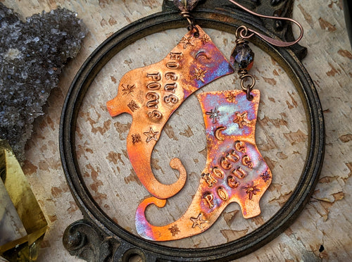 ‘Hocus Pocus’ Witch Boot Copper Earrings