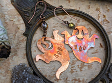 Load image into Gallery viewer, Happy &#39;Boo&#39; Ghost Copper Earrings #2