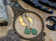 Load image into Gallery viewer, Jack O’ Lantern Moon Earrings - Turquoise