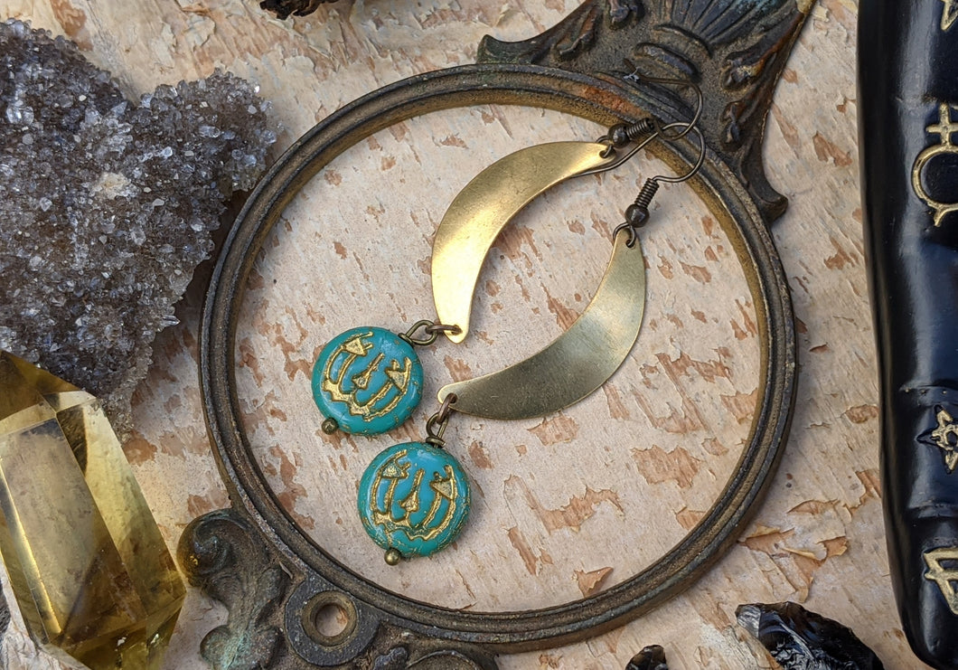 Jack O’ Lantern Moon Earrings - Turquoise