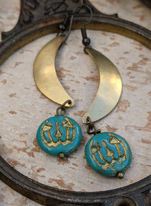 Jack O’ Lantern Moon Earrings - Turquoise
