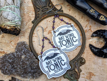 Load image into Gallery viewer, ‘Bat Wing Tonic Elixir’ Spell Label Earrings