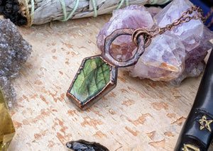 Labradorite Coffin Electroformed Necklace