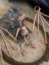 Load image into Gallery viewer, Copper Electroformed Faux Bat Skeleton Necklace