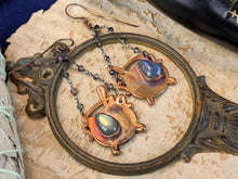 Load image into Gallery viewer, Labradorite Witch&#39;s Cauldrons Copper Electroformed Earrings