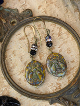 Load image into Gallery viewer, Rustic Bee Earrings - Mottled Goldenrod