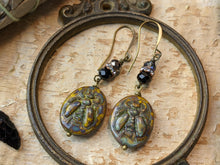 Load image into Gallery viewer, Rustic Bee Earrings - Mottled Goldenrod