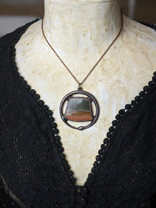 Landscape Jasper Ouroboros Electroformed Necklace