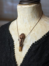 Load image into Gallery viewer, Morel Mushroom Electroformed Necklace with Sunset Spirit Quartz