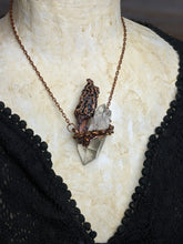 Load image into Gallery viewer, Morel Mushroom Electroformed Necklace with Quartz and Shelf Mushrooms