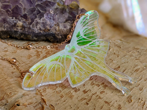 Iridescent Luna Moth Necklace