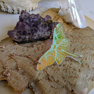 Iridescent Luna Moth Necklace
