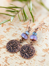 Load image into Gallery viewer, Lotus Flower Copper Earrings - Opalescent
