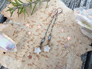 Moonstone Star Dangle Earrings - Style 3