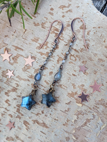 Labradorite Star Dangle Earrings - Style 2