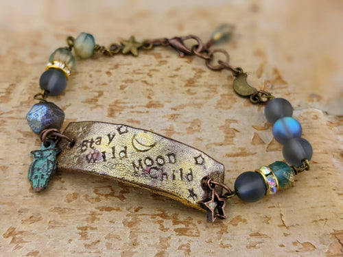 Wrist Reminder Copper Electroformed Bracelet - STAY WILD MOON CHILD