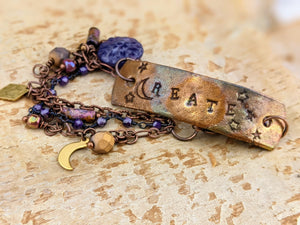Wrist Reminder Copper Electroformed Bracelet - CREATE