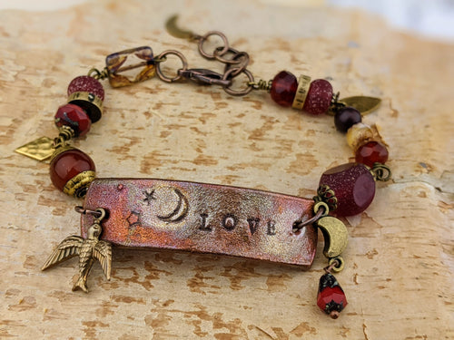 Wrist Reminder Copper Electroformed Bracelet - LOVE