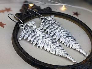 Antiqued Silver Plated Earrings - Ferns