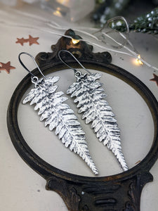 Antiqued Silver Plated Earrings - Ferns