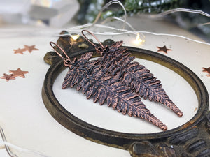 Antiqued Copper Plated Earrings - Ferns