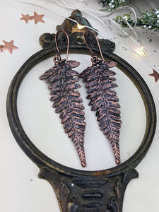 Antiqued Copper Plated Earrings - Ferns